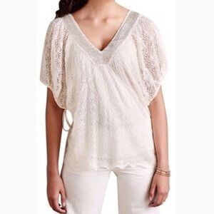 Anthropologie Knitted and Knotted Cille‎ Lace Tiny Beads Top with Cami NWT SZ M